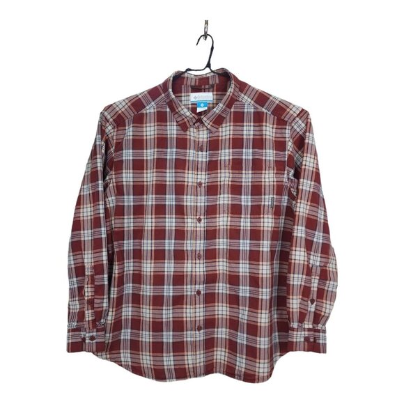 Columbia Other - Columbia Button Up Shirt Mens Size XXL Long Sleeve Casual Cotton Burgandy Plaid